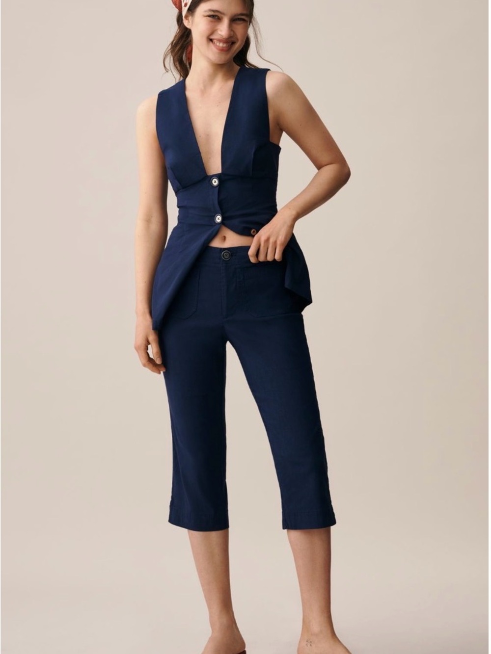 Maeve Linen Blend Capri Pants